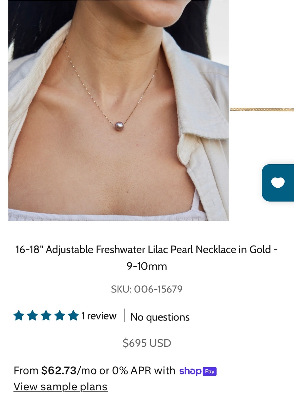 Rose Gold Chain Necklace with Pink Pearl Pendant